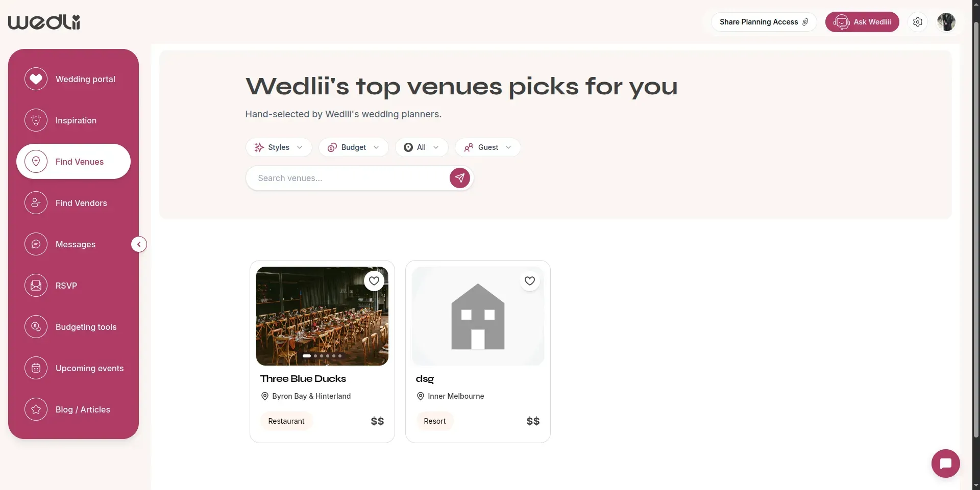 Wedlii Wedding Portal Wedding Planning Dashboard 02 11 2026 11 19 AM 1 Bd157a27ff