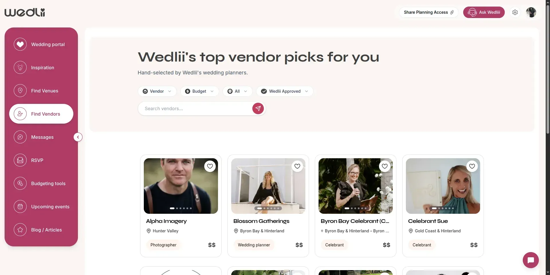 Wedlii Wedding Portal Wedding Planning Dashboard 02 11 2026 11 19 AM 2 9dd9c985d1